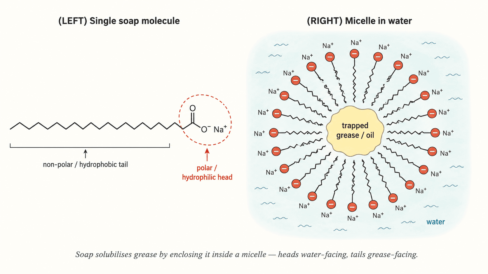 Structure d'un savon et formation d'une micelle