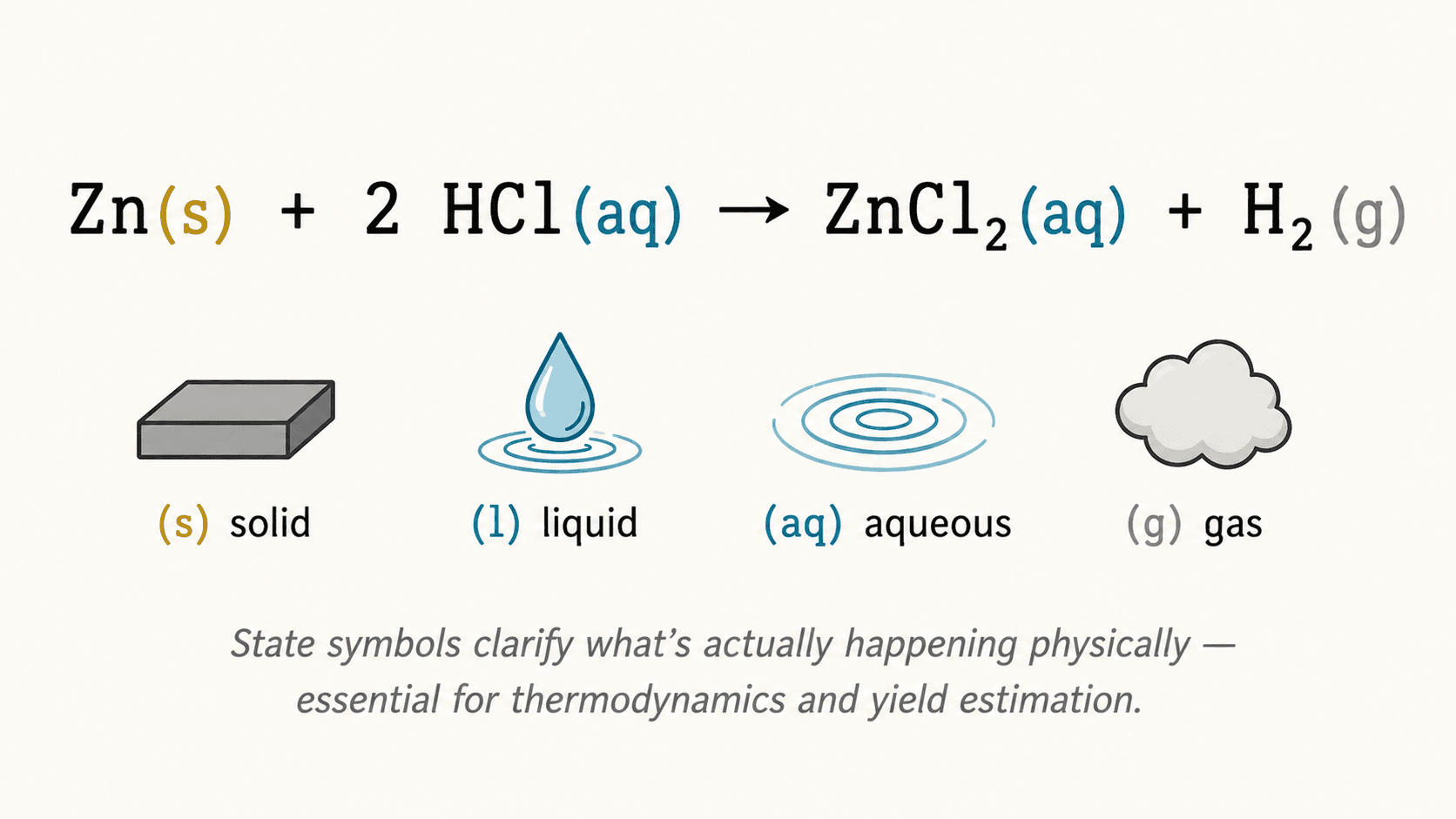 Chemical equation with physical states annotated