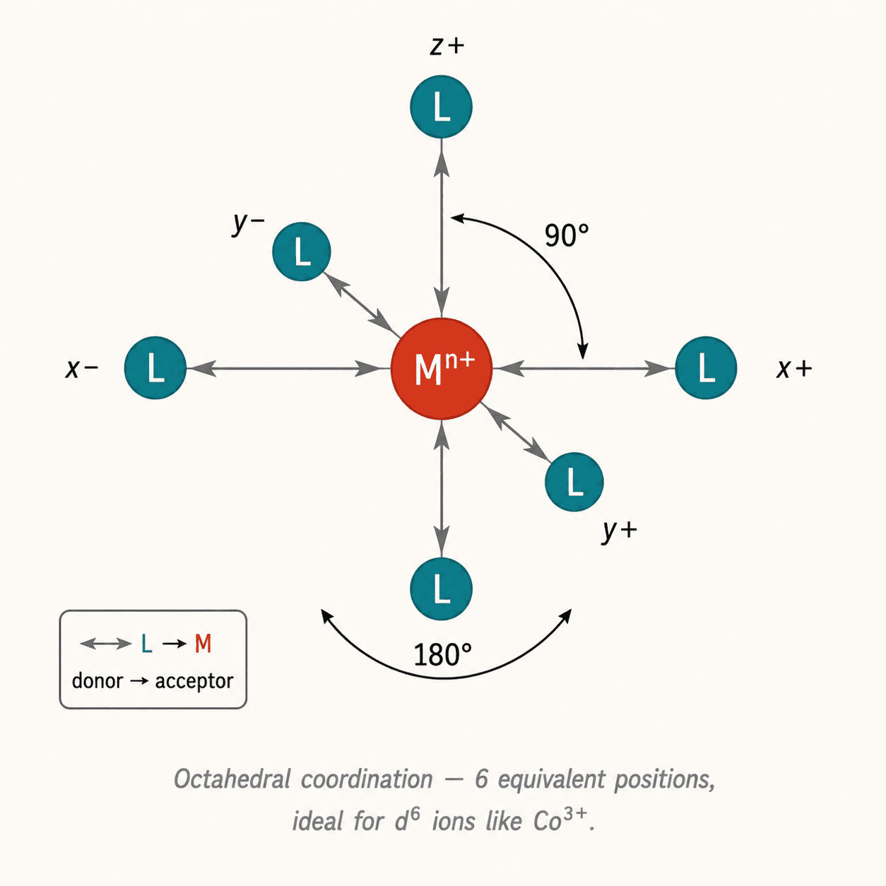 Octahedral geometry of a metal complex