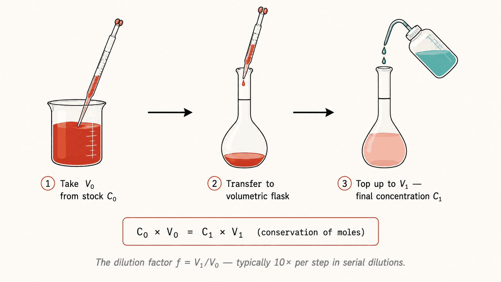 Dilution protocol with a volumetric flask