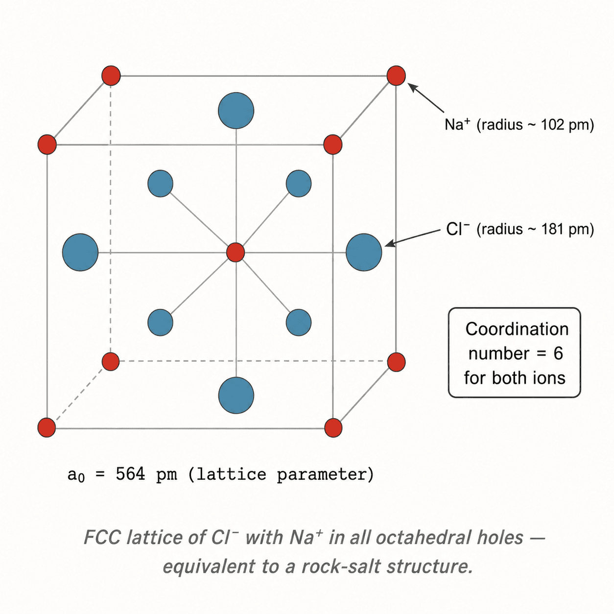 Face-centred cubic lattice of NaCl