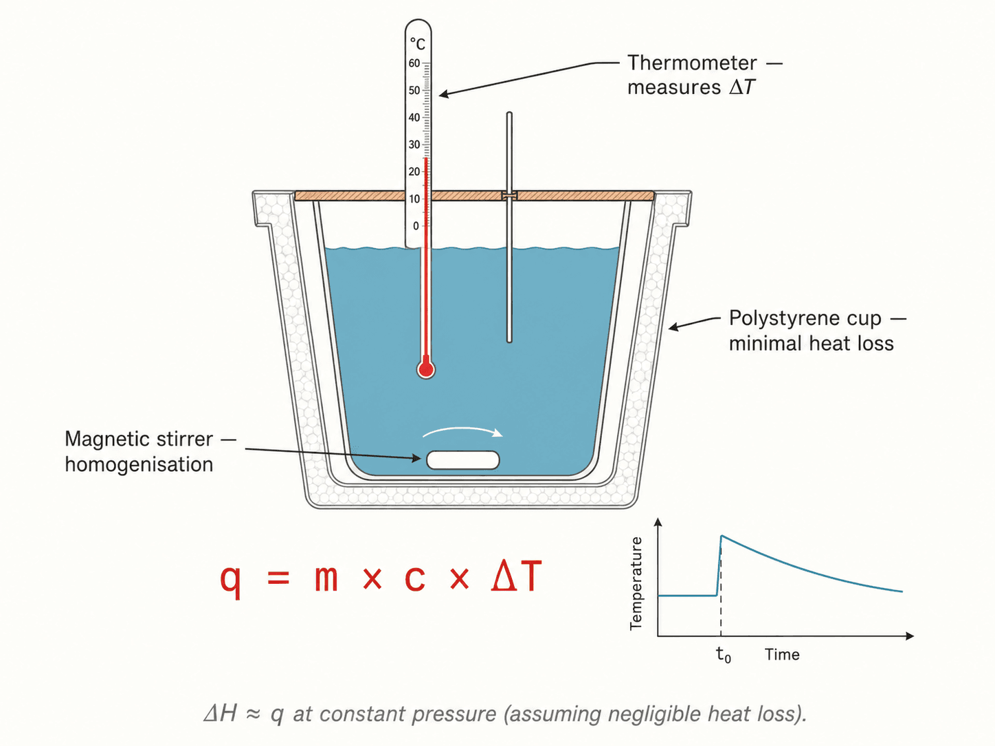 Calorimetry schematic — measuring ΔH
