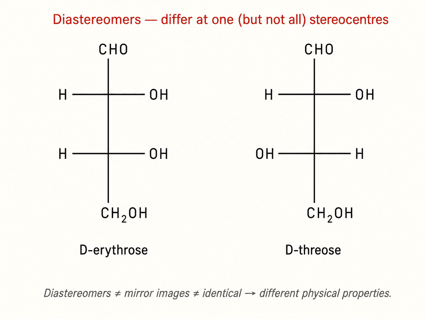 Fischer projection of diastereomers